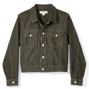 Outerknown Lou Cord Trucker Jacket Women Sz XS Green Coastal Chic Beach EUC